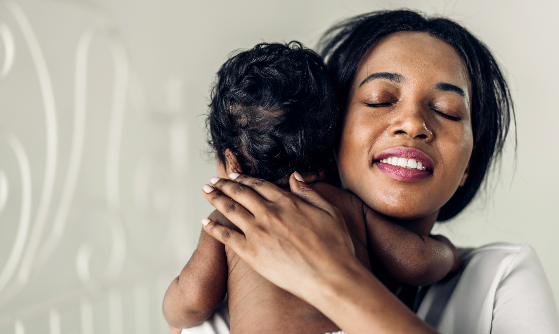 Portrait of enjoy happy love  african american mother play